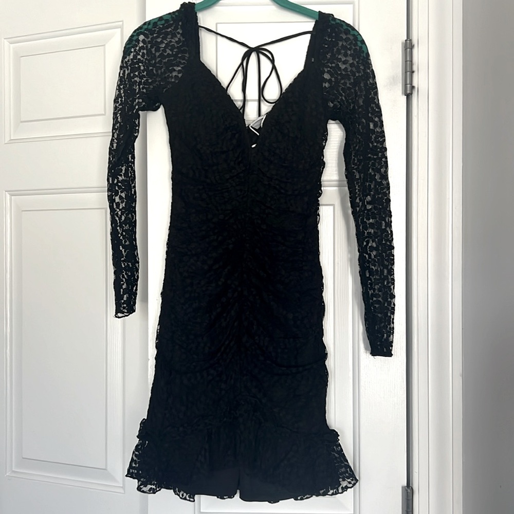 Black lace mini dress